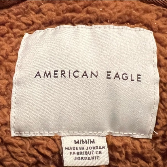 American Eagle Brown Sherpa Hoodie Size Medium - Picture 6 of 9